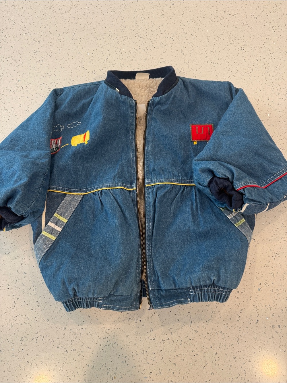 Vintage kids jean jacket with Sherpa lining